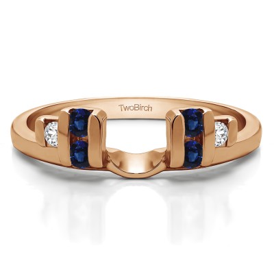 0.24 Ct. Sapphire and Diamond Bar Set Six Stone Ring Wrap in Rose Gold