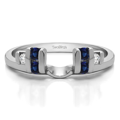 0.24 Ct. Sapphire and Diamond Bar Set Six Stone Ring Wrap