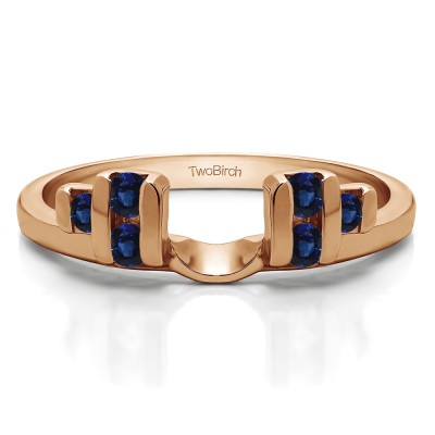 0.24 Ct. Sapphire Bar Set Six Stone Ring Wrap in Rose Gold
