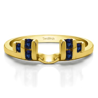 0.24 Ct. Sapphire Bar Set Six Stone Ring Wrap in Yellow Gold