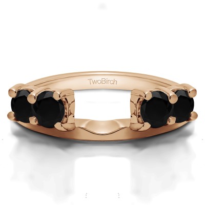 0.5 Ct. Black Graduated Four Stone Shared Prong Set Ring Wrap in Rose Gold