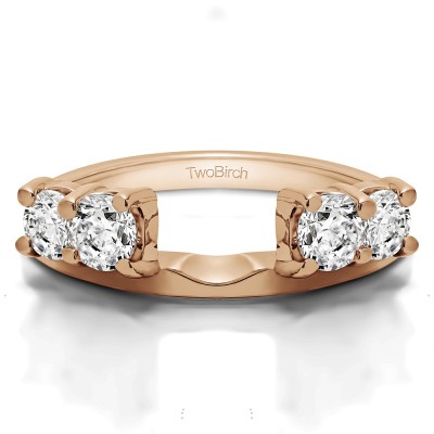 0.75 Ct. Graduated Four Stone Shared Prong Set Ring Wrap in Rose Gold