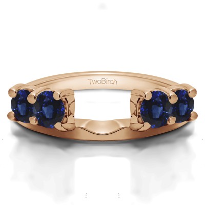 0.15 Ct. Sapphire Graduated Four Stone Shared Prong Set Ring Wrap in Rose Gold