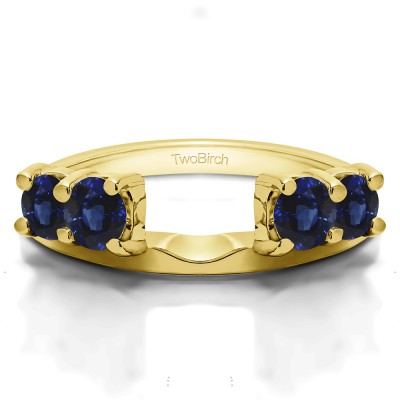 0.15 Ct. Sapphire Graduated Four Stone Shared Prong Set Ring Wrap in Yellow Gold