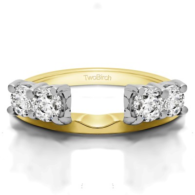 1 Ct. Graduated Four Stone Shared Prong Set Ring Wrap in Two Tone Gold