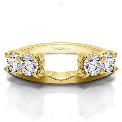 1 Ct. Graduated Four Stone Shared Prong Set Ring Wrap in Yellow Gold