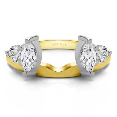 0.25 Ct. Round and Marquise Wedding Ring Wrap in Two Tone Gold
