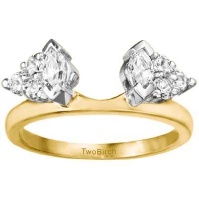 1 Ct. Cluster Marquise and Round Ring Wrap Enhancer in Two Tone Gold