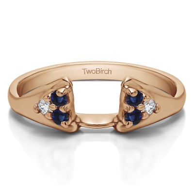 0.15 Ct. Sapphire and Diamond Six Stone Prong Set Cluster Ring Wrap Enhancer in Rose Gold
