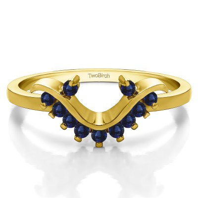0.2 Ct. Sapphire Round Chevron Swirl Prong Set Ring Wrap in Yellow Gold