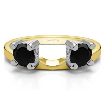 0.5 Ct. Black Two Stone Round Ring Wrap Enhancer in Two Tone Gold