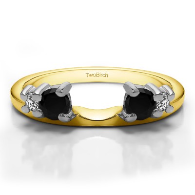 0.4 Ct. Black and White Graduated Four Stone Ring Wrap in Two Tone Gold