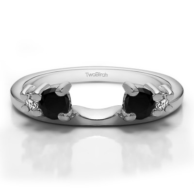 0.4 Ct. Black and White Graduated Four Stone Ring Wrap