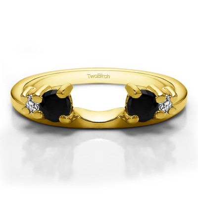 0.4 Ct. Black and White Graduated Four Stone Ring Wrap in Yellow Gold