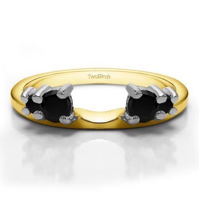 0.4 Ct. Black Graduated Four Stone Ring Wrap in Two Tone Gold