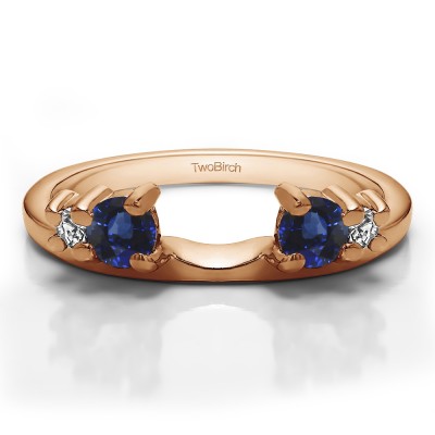 0.4 Ct. Sapphire and Diamond Graduated Four Stone Ring Wrap in Rose Gold