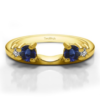 0.4 Ct. Sapphire and Diamond Graduated Four Stone Ring Wrap in Yellow Gold