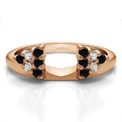 0.25 Ct. Black and White Twelve Stone Shared Prong Cluster Ring Wrap Enhancer in Rose Gold