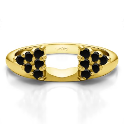 0.25 Ct. Black Twelve Stone Shared Prong Cluster Ring Wrap Enhancer in Yellow Gold