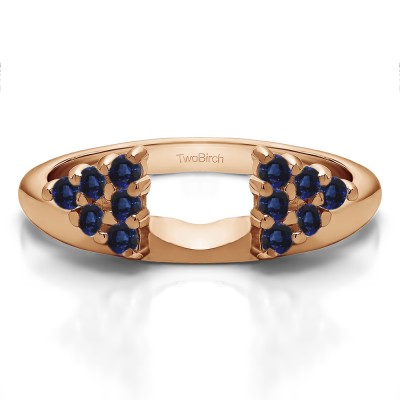 0.25 Ct. Sapphire Twelve Stone Shared Prong Cluster Ring Wrap Enhancer in Rose Gold