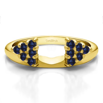 0.25 Ct. Sapphire Twelve Stone Shared Prong Cluster Ring Wrap Enhancer in Yellow Gold