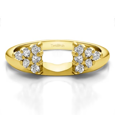 0.25 Ct. Twelve Stone Shared Prong Cluster Ring Wrap Enhancer in Yellow Gold
