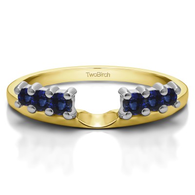 0.25 Ct. Sapphire Double Shared Prong Graduated Six Stone Ring Wrap in Two Tone Gold