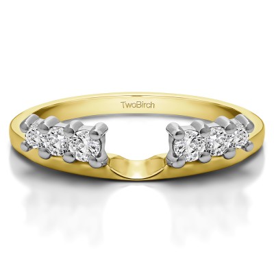 0.25 Ct. Double Shared Prong Graduated Six Stone Ring Wrap in Two Tone Gold