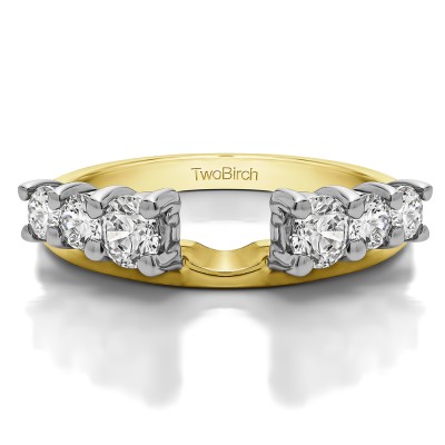 0.75 Ct. Double Shared Prong Graduated Six Stone Ring Wrap in Two Tone Gold