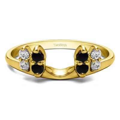 0.24 Ct. Black and White Marquise Shaped Round Ring Wrap Enhancer in Yellow Gold