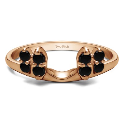 0.16 Ct. Black Marquise Shaped Round Ring Wrap Enhancer in Rose Gold