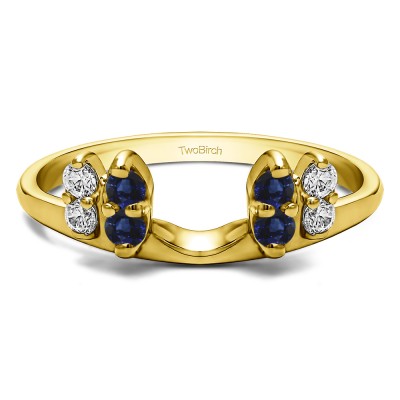 0.16 Ct. Sapphire and Diamond Marquise Shaped Round Ring Wrap Enhancer in Yellow Gold