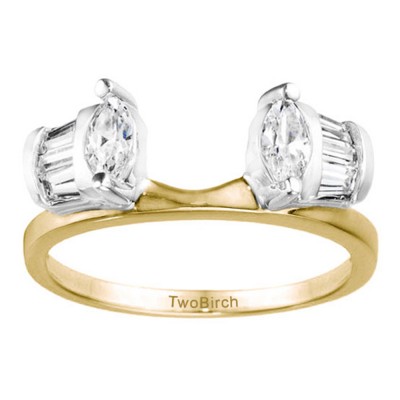 0.75 Ct. Tapered Baguette and Marquise Ring Wrap Enhancer in Two Tone Gold