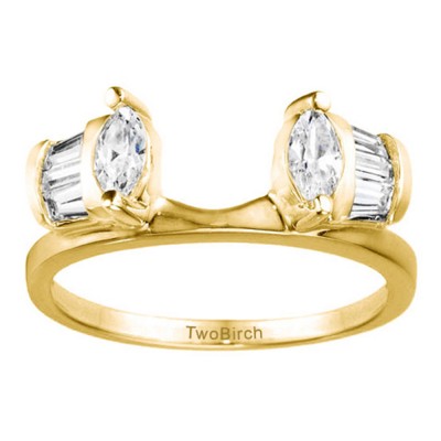 0.33 Ct. Tapered Baguette and Marquise Ring Wrap Enhancer in Yellow Gold