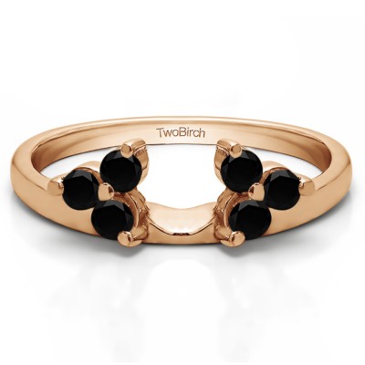 0.12 Ct. Black Three Stone Cluster Ring Wrap Enhancer  in Rose Gold