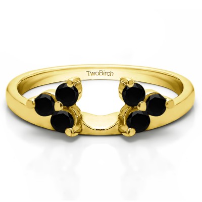 0.12 Ct. Black Three Stone Cluster Ring Wrap Enhancer  in Yellow Gold