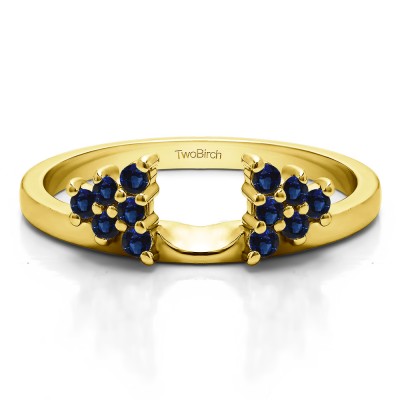 0.23 Ct. Sapphire Triangular Cluster Ring Wrap Enhancer in Yellow Gold