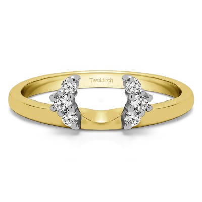 0.13 Ct. Round Half Round Halo Ring Wrap  in Two Tone Gold