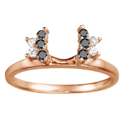 0.26 Ct. Black and White Prong Set Star Solitaire Ring Wrap in Rose Gold