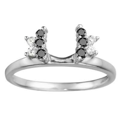 0.26 Ct. Black and White Prong Set Star Solitaire Ring Wrap