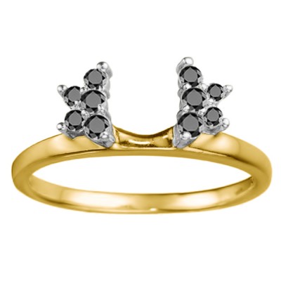 0.19 Ct. Black Prong Set Star Solitaire Ring Wrap in Two Tone Gold