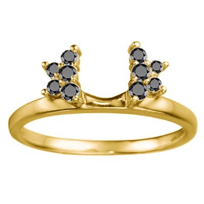 0.19 Ct. Black Prong Set Star Solitaire Ring Wrap in Yellow Gold