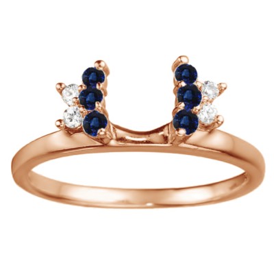 0.19 Ct. Sapphire and Diamond Prong Set Star Solitaire Ring Wrap in Rose Gold