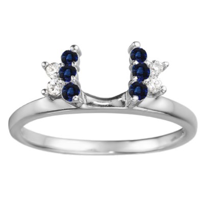 0.19 Ct. Sapphire and Diamond Prong Set Star Solitaire Ring Wrap