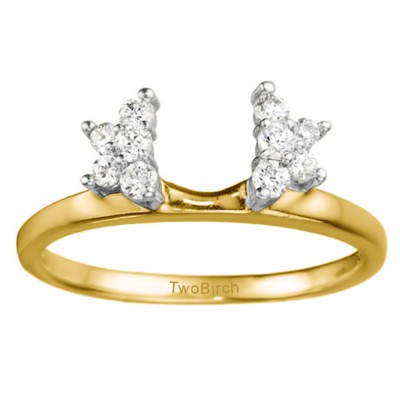 0.26 Ct. Prong Set Star Solitaire Ring Wrap in Two Tone Gold