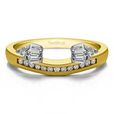 0.26 Ct. Bow Designed Contour Channel Anniversary ring wrap in Two Tone Gold