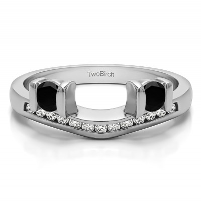 0.42 Ct. Black and White Two Stone Anniversary Ring Wrap