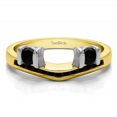 0.42 Ct. Black Two Stone Anniversary Ring Wrap in Two Tone Gold