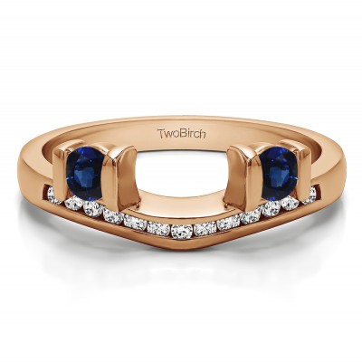 0.42 Ct. Sapphire and Diamond Two Stone Anniversary Ring Wrap in Rose Gold