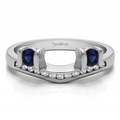 0.42 Ct. Sapphire and Diamond Two Stone Anniversary Ring Wrap